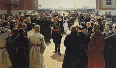 Alexander III receiving rural district elders in the yard of Petrovsky Palace in Moscow by Ilya Efimovich Repin